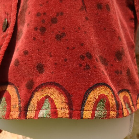 Alex Kim Floral Painted Red Fall Jacket - Picture 7 of 12